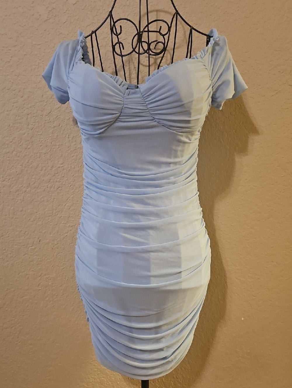 Windsor Light Blue Strapless Ruched Dress